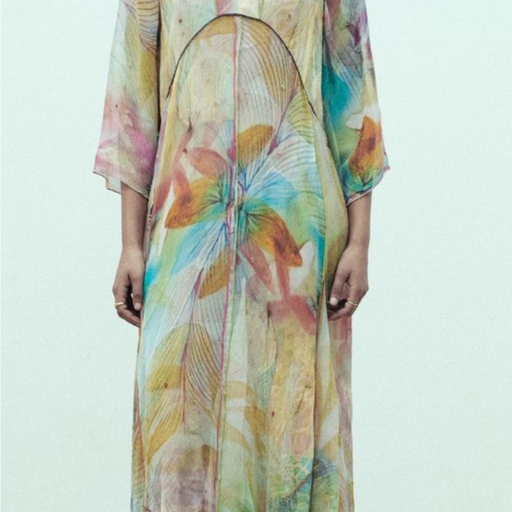 Zara Blue and Orange Resort Wear Sundress